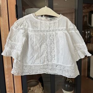 Cyrillus paris embroidered lace crochet knit blouse top toddler girl long sleeve